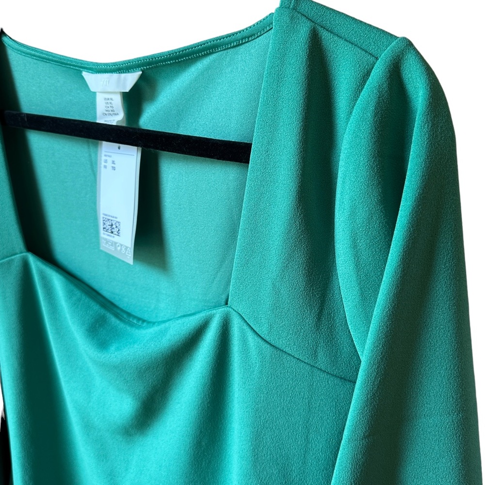 NWT H&M Square Neck Green Dress | Size XL - Picture 9 of 9